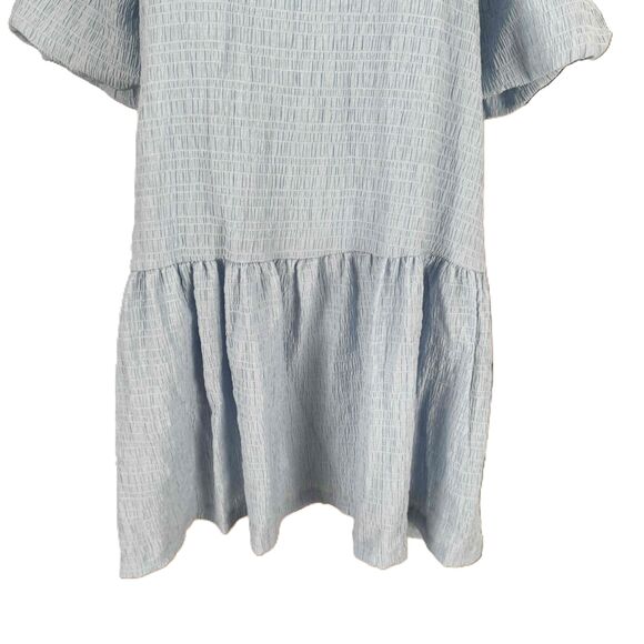 NWT Steve Madden Blue Short Sleeve Gathered Neckline Tiered Skirt Abrah Dress M - Picture 8 of 15